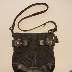 Coach Signature Logo Canvas Bag with Leather